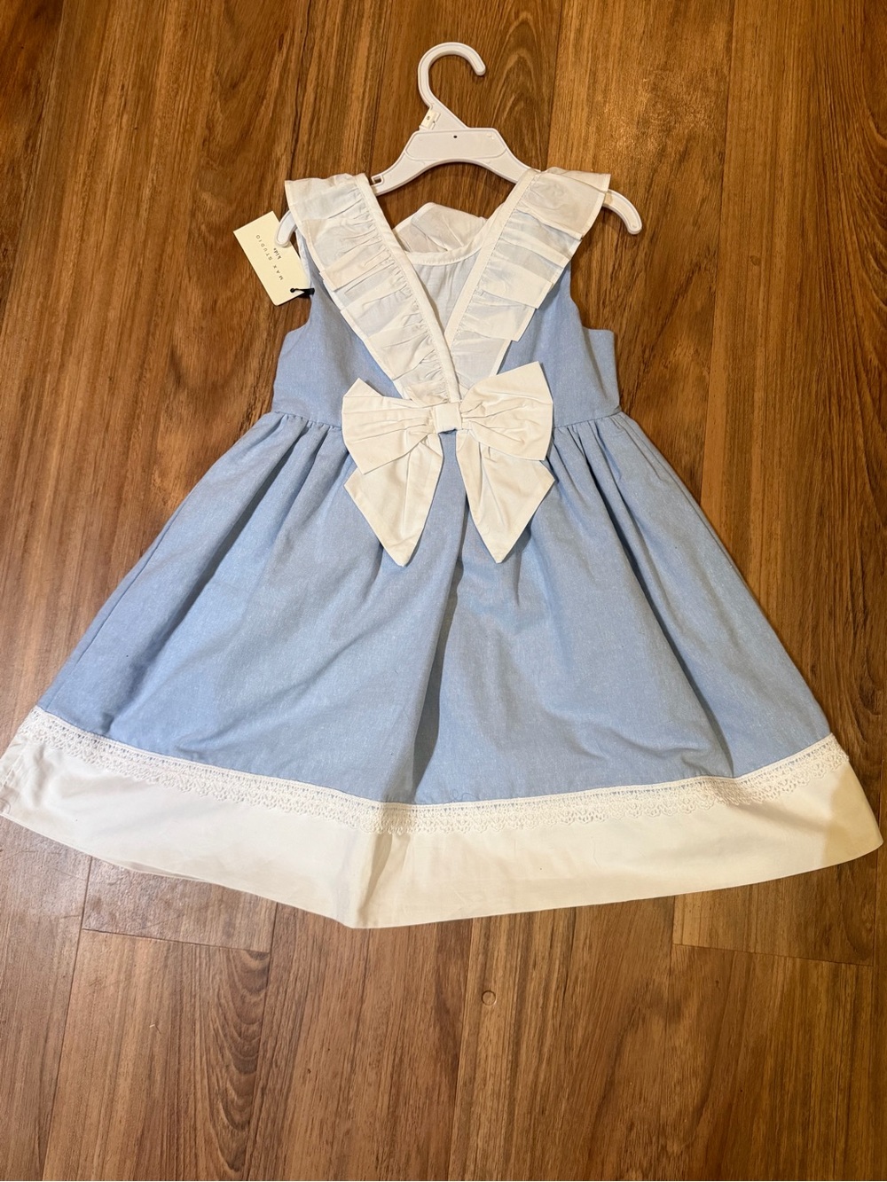 Max Studio Kids Blue Ruffle Bow Dress Girls Classic Vintage Style NWT Spring